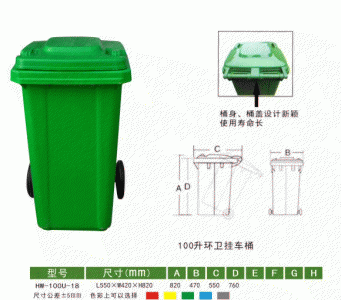 HW-045  100L環(huán)衛(wèi)掛車桶